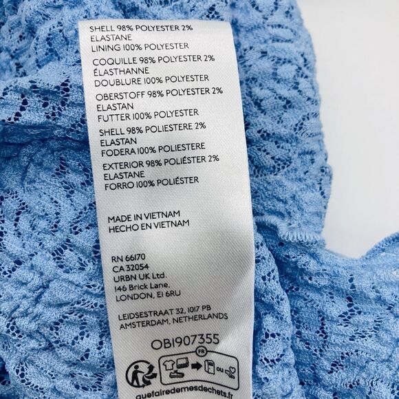 Urban Outfitters Size XS Kimchi Blue Blouse Quinn Lace Pullover Tie Front Blue - Picture 11 of 11